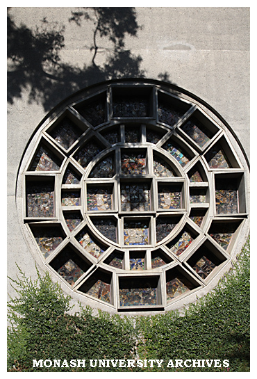 Lindesay Clark window by Leonard French, Robert Blackwood Hall, Clayton campus