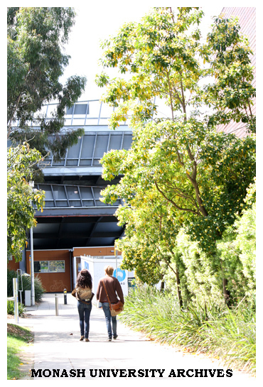 Footpath to multi-level car park (north), Clayton campus.