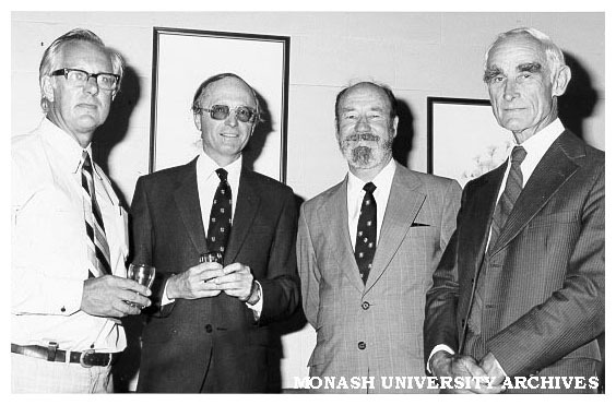Four deans of Faculty of Education, from left: Professor Peter Fensham, Professor Peter Musgrave, Mr Syd Dunn, and Emeritus Professor Dick Selby Smith