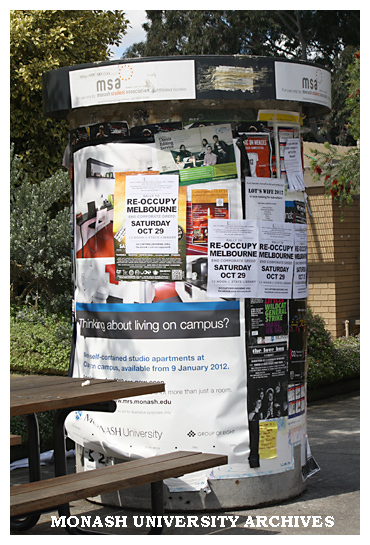 Poster pillar on Clayton campus