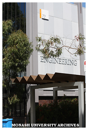 Entrance to Engineering building (72), Clayton campus.