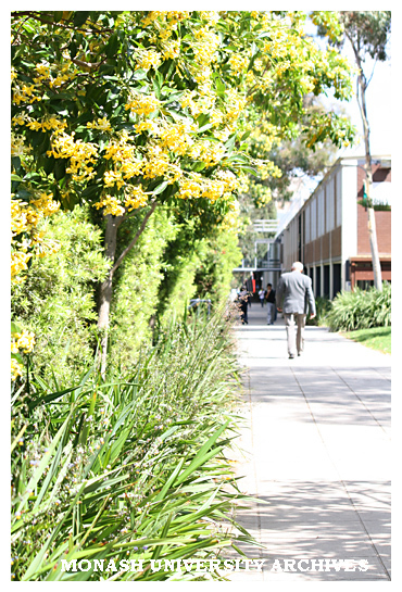 Footpath and gardens near Engineering building, Clayton campus.
