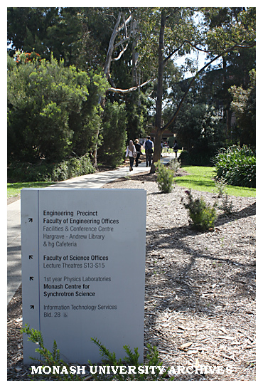 Footpath and gardens between Science and Engineering buildings, Clayton campus