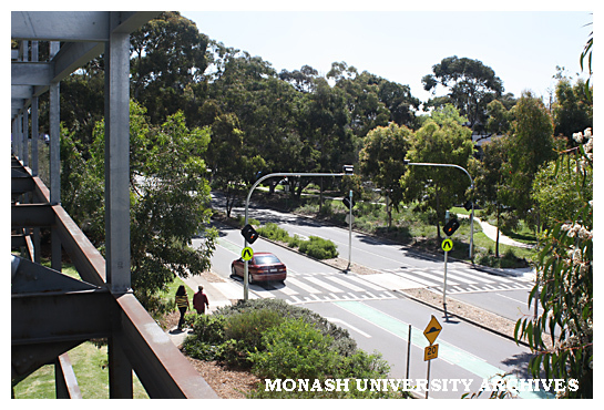 Ring Road West from multi-level car park (north), Clayton campus