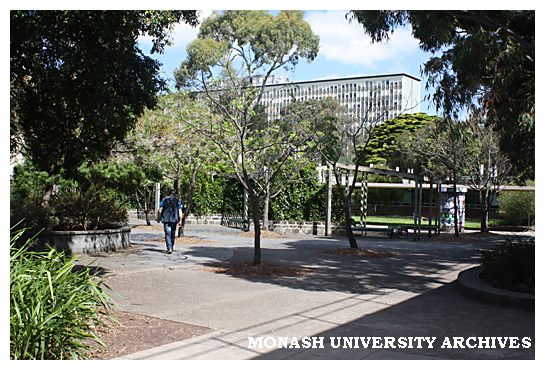Science courtyard with Menzies building in background, Clayton campus