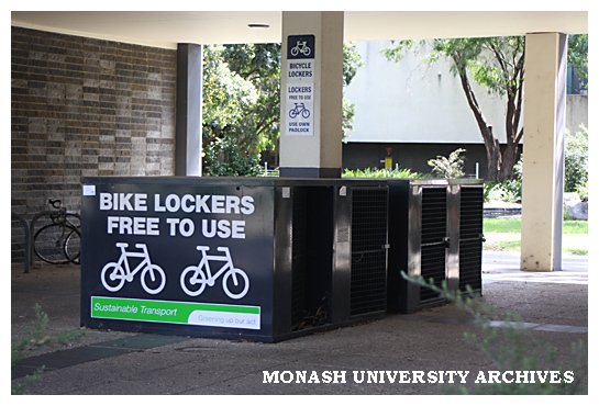 Bike lockers near Central Science building, Clayton campus