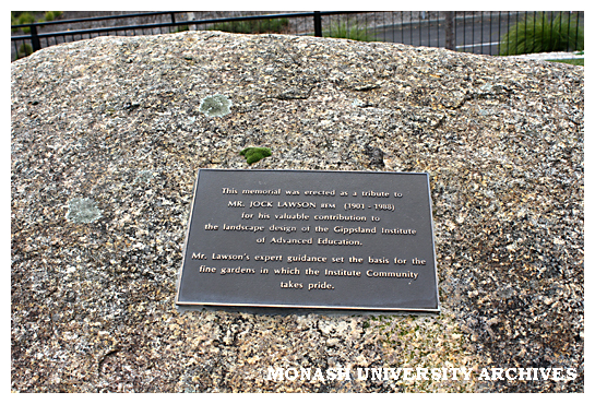 Jock Lawson memorial plaque, Gippsland campus