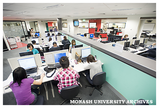 Students studying at C L Butchers Pharmacy Library, Parkville campus