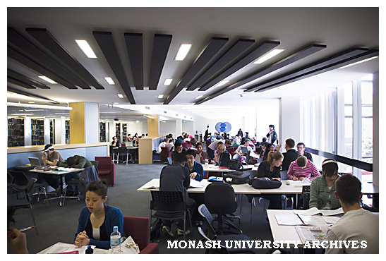 Interior of Hargrave-Andrew library, Clayton campus