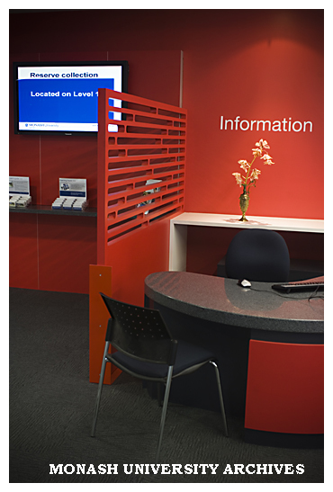 Information desk in Hargrave-Andrew library, Clayton campus