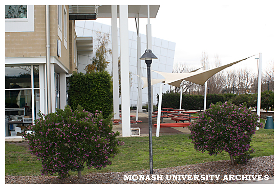 Seating area outside main building, Berwick campus