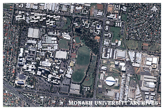 Aerial view of Monash University Clayton campus.