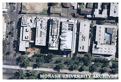 Aerial view of Monash University Parkville campus.