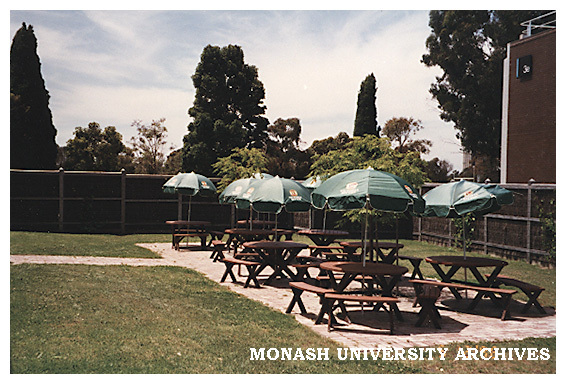 Outdoor seating at Monash University Club