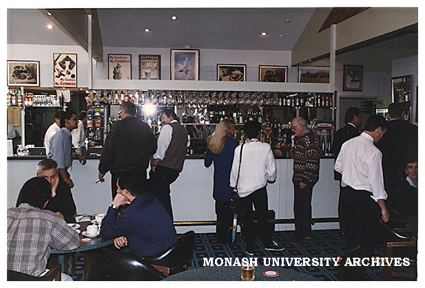 Patrons in the Monash University Club bar