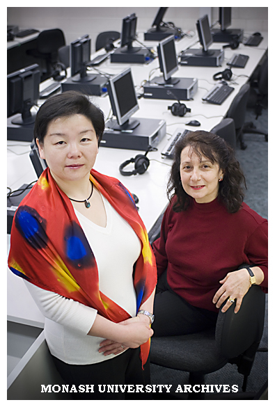 Ms Juliet Zhao (left), coordinator of training course for professional interpreters in Mandarin, and Dr Rita Wilson, convenor of the Translation and Interpreting Studies Program at the School of Languages, Culture and Linguistics.