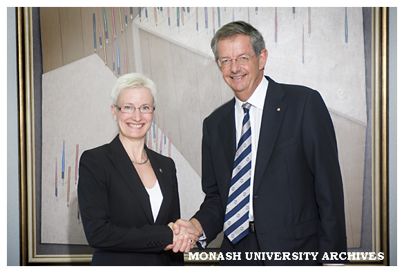 Vice-Chancellor Dr Pia Sandvik Wiklund, Lule&iuml;&iquest;&frac12; University of Technology, Sweden and Vice Chancellor Richard Larkins after signing Cooperation Agreement for Research, Education and Administration (CAREA)