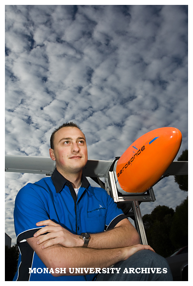 Engineering student Mr Cameron Devries modified the design of the Aerosonde Mark 4 Unmanned Aerial Vehicle.
