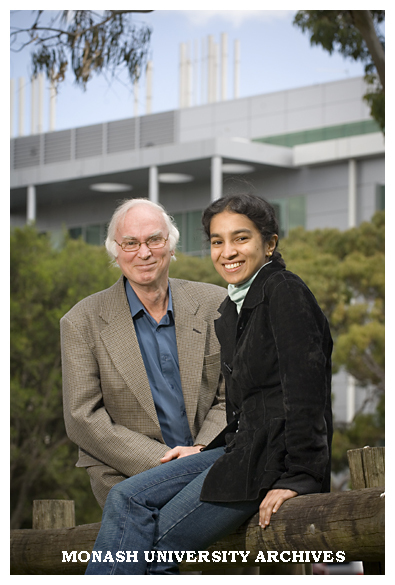 Science/Engineering student Ms Dilani Kahawala after returning from the Australian Institute of Nuclear Science and Engineering's winter school, with Dr Trevor Hicks