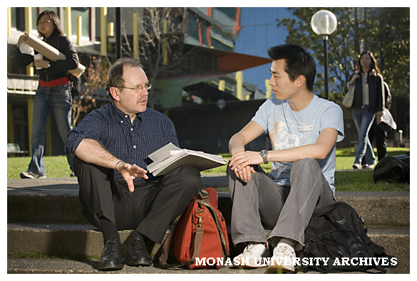 Senior Deputy Vice-Chancellor Professor Stephen Parker (left) with Caulfield campus student Mr Andy Poon