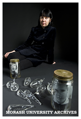 Postgraduate student Yhonnie Scarce, winner of the Qantas Encouragement of Australian Contemporary Art Award for her art glass work.