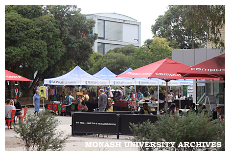 Market stalls outside Campus Centre, Clayton campus