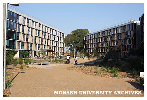 Courtyard between Jackomos Hall and Briggs Hall, Clayton campus