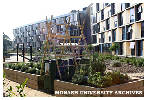 Courtyard between Jackomos Hall and Briggs Hall, Clayton campus