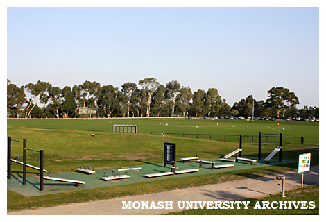 Outdoor exercise equipment and playing fields, Clayton campus