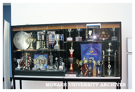 Trophy cabinet at Sports and Recreation Centre, Clayton campus