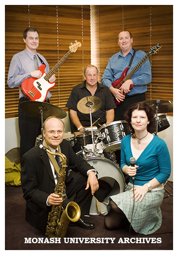 Jazz Over Lunch staff band, Mark Hatwell (back), Neil Smith, Terry Hogan, Jeremy Du Ve, Miranda Vallejos