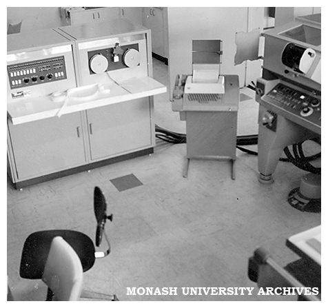 Computer Centre computerised stereo-mapping equipment showing control panel