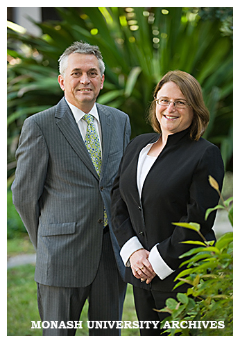Guest speaker at the 'Monash Transition Roundtable 2008' Professor Sally Kift from the Queensland University of Technology, with Professor Rob Willis