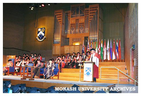 Former Prime Minister Malcolm Fraser after receiving an honorary Doctor of Laws