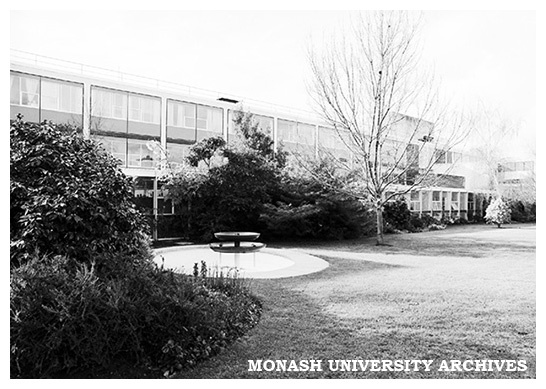 Engineering courtyard with fountain