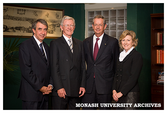 Deputy Chancellor Paul Ramler, Chancellor Jerry Ellis, Vice-Chancellor Professor Richard Larkins and Deputy Chancellor Dr Leanne Rowe at Chancellor's farewell.