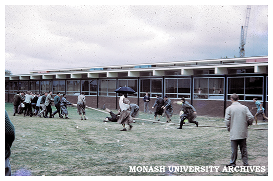 Student prank with water hose