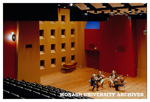 Musicians in music auditorium in the Performing Arts building.