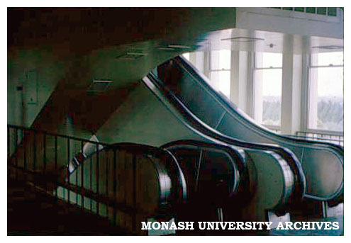 Escalators in Menzies Building, Clayton Campus