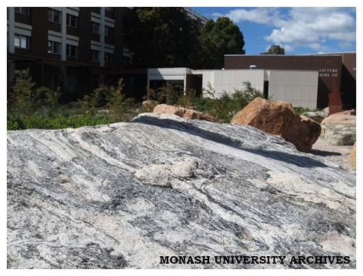 Gneiss rock in Earth Sciences Garden, Clayton campus