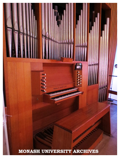 Ronald Sharp pipe organ, Religious Centre, Clayton campus