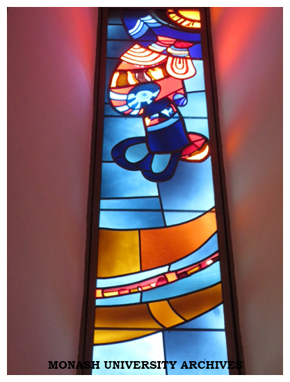 Stained glass window by Les Kossatz, Religious centre, Clayton campus