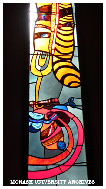 Stained glass window by Les Kossatz, Religious Centre, Clayton campus