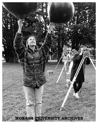 VCE student Charlotte Golden using meteorological balloons at Open Day