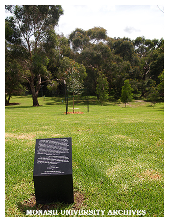 Separation Tree and plaque, Clayton campus, gift of former Chancellor, Dr Alan Finkel
