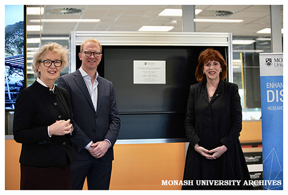 Official opening of the Biomedical Learning and Teaching Building - Professor Christina Mitchell (left), Professor John Carroll, Professor Margaret Gardner