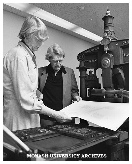 Professor Jean Whyte and Emeritus Professor Hector Monro with Albion press