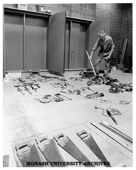 Theatre technician Graham McGuffie in the Alexander Theatre