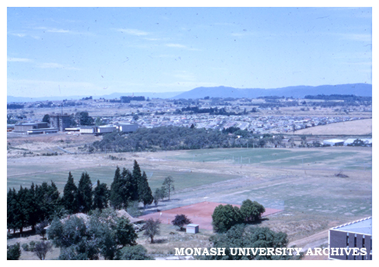 Looking north east from Menzies Building to Halls of Residence