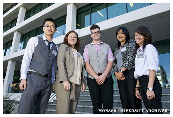 Participants Vincent Miao, Lauren O'Dwyer, Jacob Thomas, Lily Yuen and Kellie Yip at the Community-Campus Summit on International Students